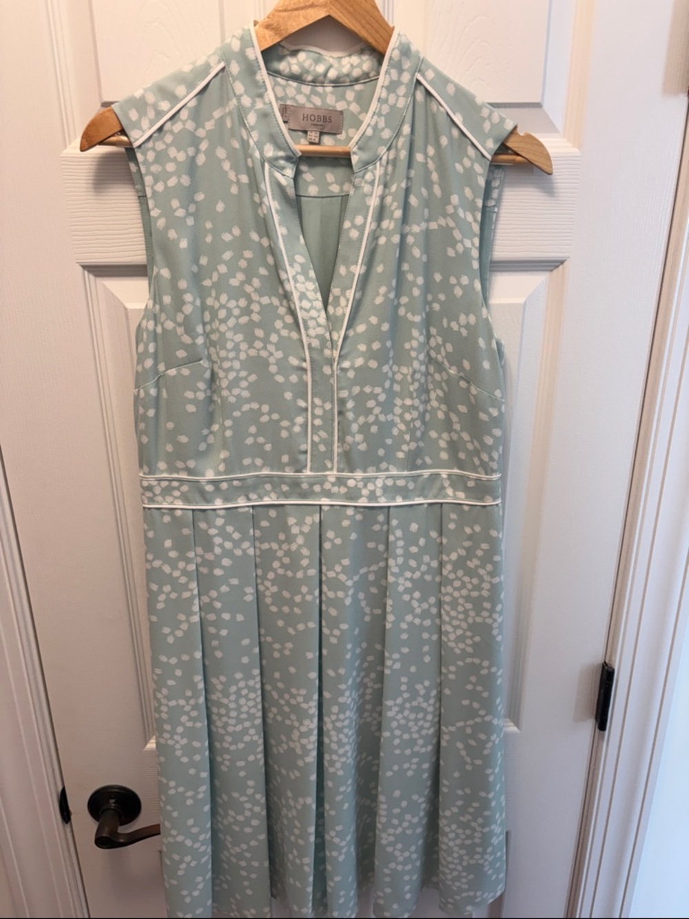 Hobbs, Mint Green Sleeveless Printed Dress US 8